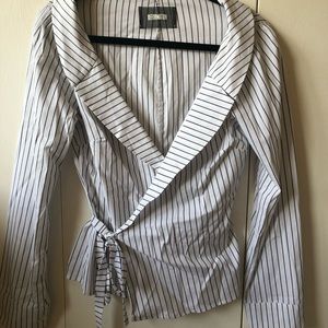 Reformation striped collared blouse